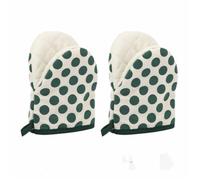 2pcs/set Polka Dot Heat-Resistant Oven Mitts Stripe Anti-Scald Microwave Gloves Comfortable Grip Hanging Loops(Style E)