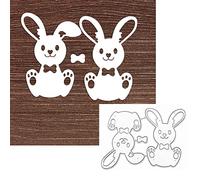 2pcs/Set Rabbit Metal Die Cuts, Cute Easter Rabbit Animal Frame Stencils DIY Crafts Cards Cutting Dies Cuts for DIY Embossing Card Making Photo Decorative Paper Dies Scrapbooking