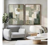 2pcs/set Sage Green Abstract Geometric Canvas Print Minimalist Landscape Wall Art Poster for Living Room Home Decoration(20x35cm(8x14in) x2/Inner frame)