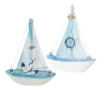2pcs/set Sailing Crafts Ornaments Miniature Sailboat Decor Nautical Sailboat Model Desktop Crafts Nautical Favors Gifts for Home