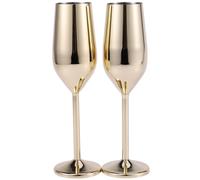 2Pcs/Set Shatterproof Stainless Champagne Glasses Brushed Gold Wedding Toasting Flutes Drink Cup Party Marriage Wine