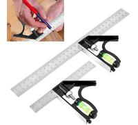 2Pcs Set Square, 150mm and 300mm Multifunctional Right Angle Ruler, Combination Square for Engineers, Carpentry and Metal Work, Precision Measuring Tool for Woodworking and DIY Projects