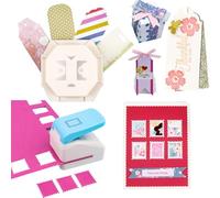 2Pcs /Set Stamp Puncher and 4-in-1 Tag Punch for 1.1X0.9 inch Rectangular Postage Stamp Punch, Paper Punches for Crafting Scrapbooking DIY Card Making