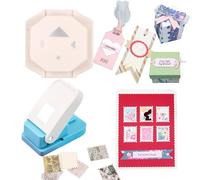 2Pcs /Set Stamp Puncher and 4-in-1 Tag Punch for 1X0.8inch Rectangular Postage Stamp Punch, Paper Punches for Crafting Scrapbooking DIY Card Making