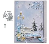 2pcs/Set Street Light Park Bench Metal Die Cuts,Merry Christmas Lights Cutting Dies Cut Stencils DIY Scrapbooking Decorative Embossing Paper Party Wedding Card Making