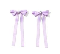 2pcs/set Sweet Long Ribbon Bowknot Shape Hairpin Heart Rhinestone Hair Clip For Ponytail Hairpins For Teenagers Children