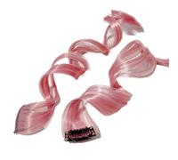 2pcs/set Synthetic Wavy Ponytail Extension Hairpiece Sweet Wigs Hair Clip Cute Cool Candy Color Wigs HairPin Dyeing(Pink)
