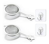 2Pcs Set Tea Leaf Strainer, Tea Strainers for Loose Tea, Strainer with Kettle Embossed on Handle 6.5 Cm Sieve for Herbal Tea Leaves Ideal for Sifting of Flour Rice Pasta