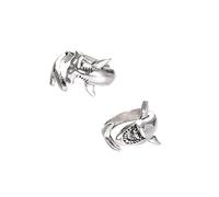 2Pcs/Set Vintage Adjustable Alloy Shark Open Rings Unisex Party Jewelry Gift