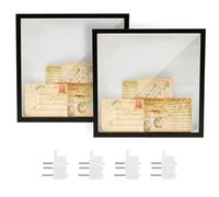 2Pcs Shadow Box Frame Acrylic Adventure Archive Box 29x2cm Travel Ticket Card Memory Box Dust Proof Clear Pictures Display Case for Medal Photos Keepsakes Collectibles Memorabilia Bouquet(black)