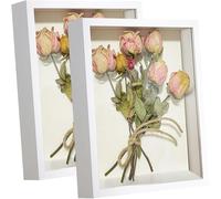 2pcs Shadow Box Frame Display Case 8x10'', Dried Flower Photo Frame, 3D Picture Frame Display Case Deeper 3cm with Transparent Acrylic Panel for Photos, DIY Crafts, Wedding Souvenir (White, 8"x10")