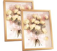 2pcs Shadow Box Frame Display Case 8x10'', Dried Flower Photo Frame, 3D Picture Frame Display Case Deeper 3cm with Transparent Acrylic Panel for Photos, DIY Crafts, Wedding Souvenir (Brown, 8"x10")