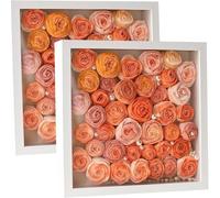 2pcs Shadow Box Frame Display Case 8x8'', Dried Flower Photo Frame, 3D Picture Frame Display Case Deeper 3cm with Transparent Acrylic Panel for Photos, DIY Crafts, Wedding Souvenir (White, 8"x8")