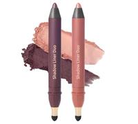 2Pcs Shadow Liner Duo 2-in-1 Eyeliner and Eyeshadow Stick, Plum Eyes Shadow Liner Duo, Waterproof Smudge-Proof, Long-Lasting Plum Eye Crayon for Effortless Smoky or Natural Makeup