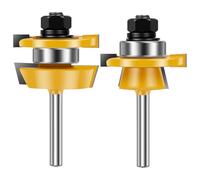 2Pcs Shaker Rail and Stile Router Bit Set 1/4'' Shank Tongue and Groove Router Bit Carbide Tip Wood Milling Cutters for Cabinet Door Woodworking
