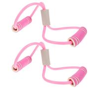 2pcs Shape Arm Puller Resistance Band Set for Pilates Yoga Training | Pink PET and Latex Build, Non Slip Foam Handles, Travel Ready Support for Upper Torso and Core