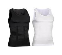 2Pcs Shaperluv for Men, Shaperluv Tank 2.0 Mens, Body Shaper Slimming Tummy Vest, Men's Slimming Vest & Body Shaper, Sleeveless Compression Vest Top, Belly Slimming Shaper Undershirt (A, L)