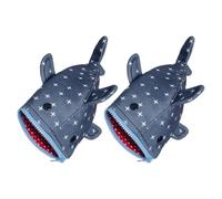 2pcs Shark Pencil Case for Students Blue Polyester Fish Shaped Zipper