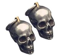 2PCS Shark Rocket Bomb Keychain, Handmade Engraved Skull Bottle Opener, Cool and Unique Keyring Gift for Men and Women, Personalized Keychain with Funny Design for Bags and Accessories (Skull)