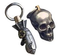 2PCS Shark Rocket Bomb Keychain, Skull Bottle Opener Keychain, Handmade Funny Engraving, Personalized Cool Keyring Gift for Women and Men, 2024 New Unique Keychain Design (Skull+Shark)