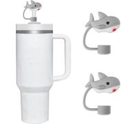 2Pcs Shark Straw Cap Cover for Stanley 40&30 Oz Cup, 10mm Silicone Covers Cap for Stanley Cup Accessories, Cap Stopper for Reusable Straws Tip Lids, Cute Straw Topper