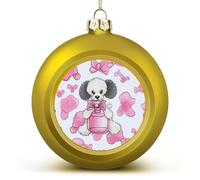 2PCS Shatterproof Christmas Ball Ornaments 3 Inch PC Plastic Xmas Tree Hanging Decor, Perfume Bottle and Poodle Ornaments with Festive Designs for Tree & Home Decor, Golden-Style