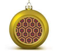 2PCS Shatterproof Christmas Ball Ornaments 3 Inch PC Plastic Xmas Tree Hanging Decor, Shining Overlook Ornaments with Festive Designs for Tree & Home Decor, Golden-Style