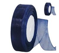 2PCS,Sheer Dark Blue Organza Chiffon 20mm for Gift Wrapping, 45m Clear Chiffon Navy Blue Hair Ribbon, Birthday & Wrap, Wedding,Blue Ribbon for Gift Wrapping,Ribbons for Gift Wrapping