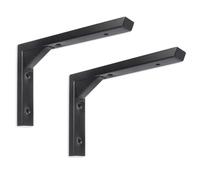 2PCS Shelf Brackets Heavy Duty, Triangle Shelf Supports Black, Stainless Steel Wall Brackets for Shelves, Without Screws (6in-2P)