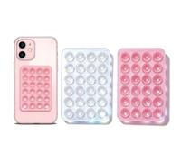 2PCS shimmer Silicone Suction Phone Case Adhesive Mount,Leeneen 2.2″ x 3.2″Hands-Free,Strong Grip Holder for Selfies and Videos,Durable,Easy to Use,For All Phone (Transparent pink)