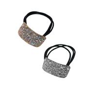 2PCS Shimmering Rhinestones Hair Band Electroplate Geometric Rectangle Hairtie For Office Lady Hair Rope For Daily Use
