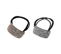 2PCS Shining Rhinestones Hair Ties For Women And Girl Simple Geometric Hair Rope For Office Lady Hairstyles All Matching