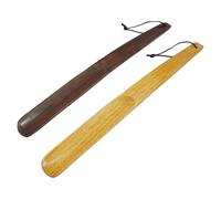 2Pcs Shoe Horn Long Handled 15 Inch Professional Wooden Shoehorn with Curved Handle Comfortable Shoe Lifter for Men Women Elderly Pregnancy Boots Athletic Tennis Shoes