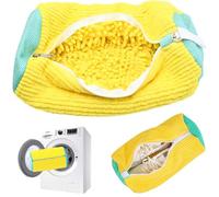 2PCS Shoe Washing Machine Bag, Reusable 360° Protection Trainer Washing Machine Bag with Zipper, Heavy-Duty Laundry Shoe Bag Shoe Cleaning Bag for Trainers, Running Shoes & Delicates (Yellow)