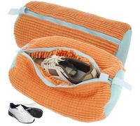 2pcs Shoe Washing Machine Bag Reusable Laundry Shoe Bag for Washer and Dryer Shoes Cleaning Laundry Bag with Zipper Hook for Sneakers Trainers Running Shoes (Orange)