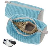 2pcs Shoe Washing Machine Bag Reusable Laundry Shoe Bag for Washer and Dryer Shoes Cleaning Laundry Bag with Zipper Hook for Sneakers Trainers Running Shoes (Blue)