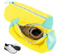 2pcs Shoe Washing Machine Bag Reusable Laundry Shoe Bag for Washer and Dryer Shoes Cleaning Laundry Bag with Zipper Hook for Sneakers Trainers Running Shoes (Yellow)