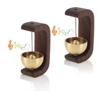 2PCS Shopkeepers Bell for Door Opening, Magnetic Wooden Wind Chime Mini Door Bell Chime for Business When Entering for Refrigerator Garden Decor(Black Walnut Wood)