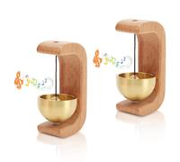 2PCS Shopkeepers Bell for Door Opening, Magnetic Wooden Wind Chime Mini Door Bell Chime for Business When Entering for Refrigerator Garden Decor(Original Color)