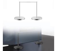2PCS Short Mini Stanchions, 16.4 Ft Crowd Control Stanchions Posts Barrier with Weighted Base, Stainless Steel Art Gallery Safety Barriers, for Museums, Art Exhibitions(Silver)