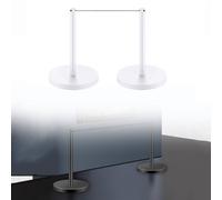 2PCS Short Mini Stanchions, 16.4 Ft Crowd Control Stanchions Posts Barrier with Weighted Base, Stainless Steel Art Gallery Safety Barriers, for Museums, Art Exhibitions(White)