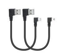 2Pcs Short Mini USB Cable,25cm/10in 90 Degree USB 2.0 A Male to Mini USB Male Left + Right Angle Charging and Data Sync Cable,for GPS,Dash Cam,DigitalCamera,Hard Drive,MP3 Player,Phone etc.
