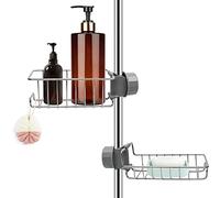 2Pcs Shower Caddies No Drill, Stainless Steel Bathroom Accessories Caddy Storage Shelves,Kitchen Sink Organiser, Shampoo Soap Holder Rack, Rust Free for 18-27mm Shower Rail