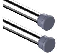 2PCS Shower Curtain Poles No Screws Tension Rod Extendable Curtain Poles, No Drill Curtain Pole for Window, Shower Curtain, Wardrobe, 48-70CM/18.90-27.56Inch(Diameter:25mm) Silver