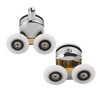2Pcs Shower Door Rollers Twin Round Wheels Track Pulleys Wheels Silver 25mm