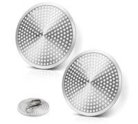 2PCS Shower Drain Hair Catcher, Stainless Steel Drain Cover, Shower Plughole Cover for Bathroom, Bath Plug Hair Catcher for Hair and Debris, Drain Hair Catcher for Preventing Clogs in Home