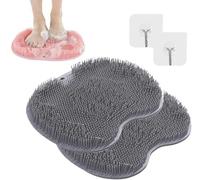 2PCS Shower Foot & Back Scrubber, Massage Pad | Wall-Mounted Back Scrubber | Silicone Bath Massage Cushion Brush with Suction Cups | Foot Washing Mat For Shower