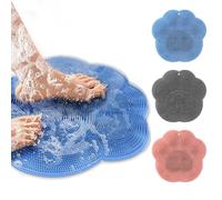 2pcs Shower Foot wash mat with Anti-Slip Suction Cup, Silicone Brush for Cleaning and Exfoliation, Massage Your feet Without Bending to Relieve Fatigue Blue 2pcs
