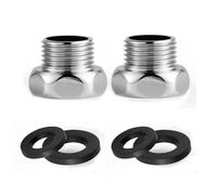 2pcs Shower Hose Reducer Adaptor Connection G3/4" Female to G1/2" Male, Chrome, with 4pcs Sealing Washers