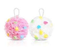 2Pcs Shower Puff Bath Sponge, Soft Foam Loofah Body Scrubber